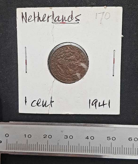 Rare 1941 German-occupied Netherlands 1 cent coin (XF+)