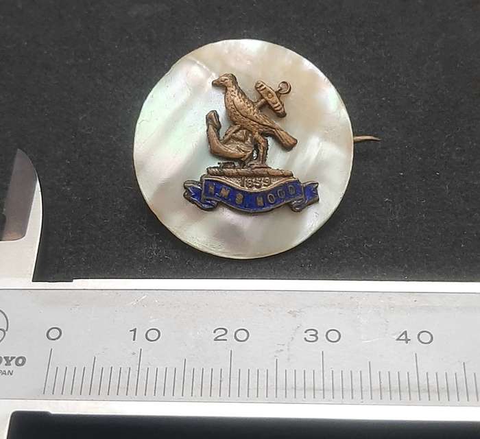 Rare WW2 H.M.S Hood Mother of Pearl Sweetheart Brooch with Pin