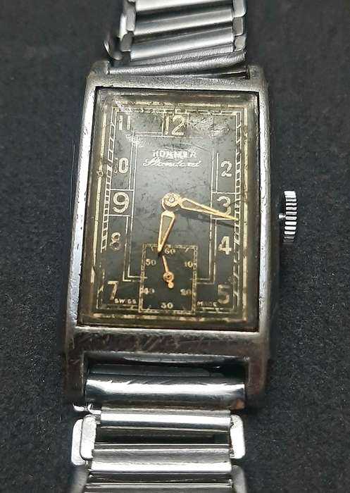 **WW2 : 1940s Roamer 'Standard ' Swiss 15 Jewel Tank Watch w/ Bonklip Bracelet ( TESTED).**