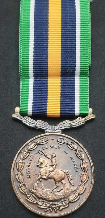 **Border War : 1980s SADF De Wet Medal w/ Ribbon  (Numbered).**
