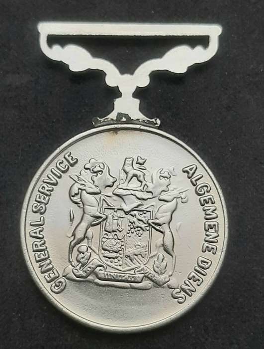 **Border War : 1980s SADF Type I General Service Medal N/ R(Rim Numbered).**