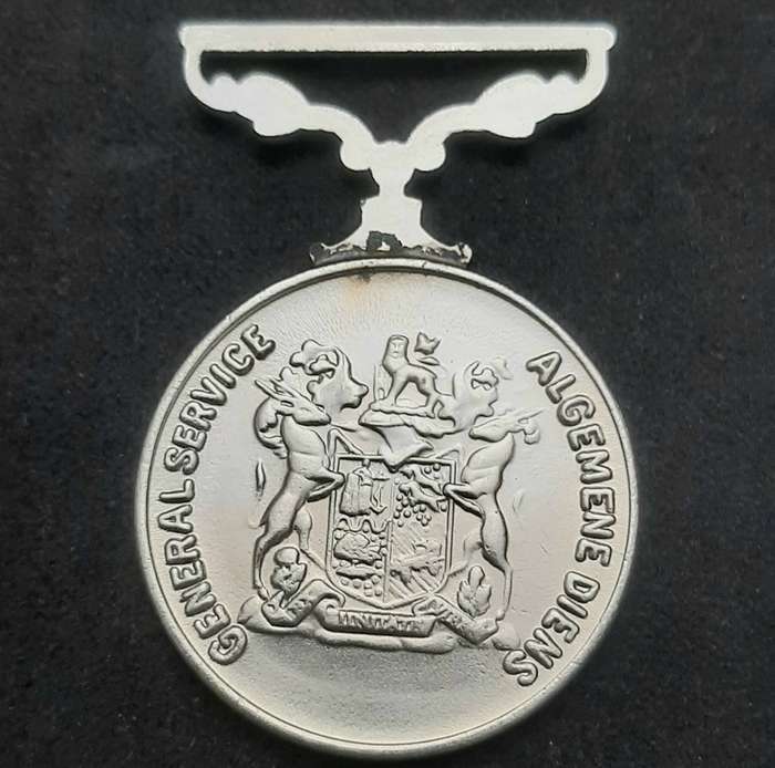 **Border War : 1980s SADF Type I General Service Medal N/ R(Rim Numbered).**