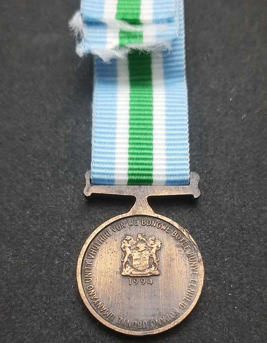 **1990s SANDF : Unitas Miniature Medal w/ Ribbon. **.**