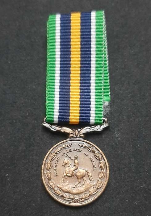 **Border War : 1980s SADF Miniature De Wet Medal w/ Ribbon.**