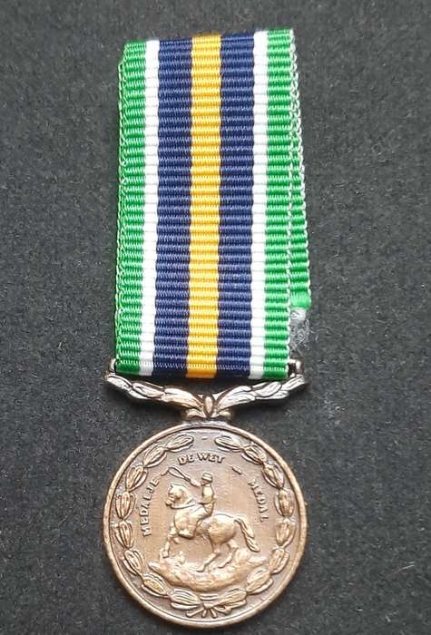 **Border War : 1980s SADF Miniature De Wet Medal w/ Ribbon.**