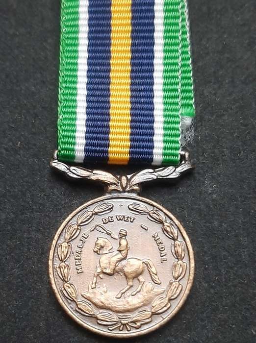 **Border War : 1980s SADF Miniature De Wet Medal w/ Ribbon.**