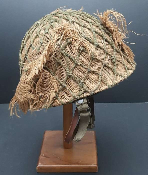 **Border War : 1980s SADF Steel Helmet w/ Camouflage Cover & Foliated Net.**