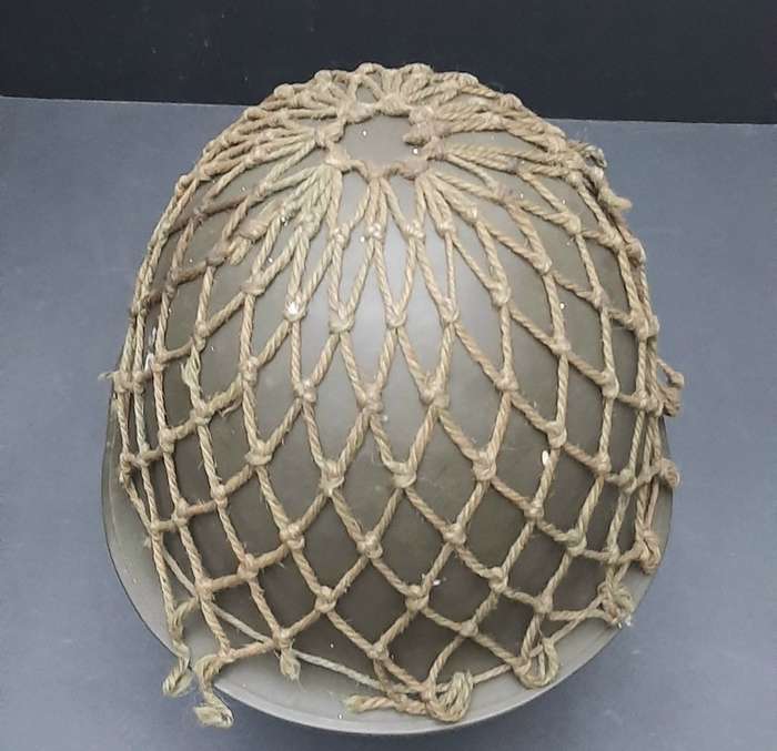 **Border War : 1970s SADF Steel Helmet w/ Camouflage Net  .**