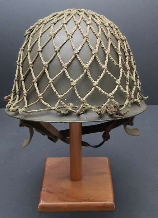 **Border War : 1970s SADF Steel Helmet w/ Camouflage Net  .**