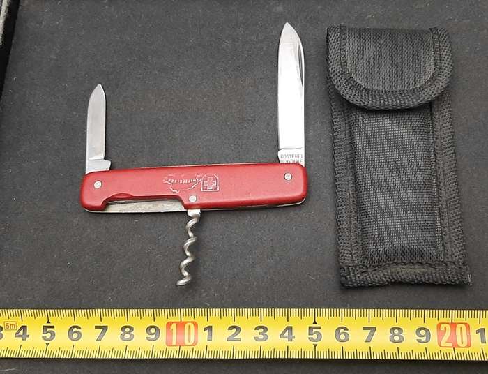** 1990s Switzerland Commemorative Pocket Knife w/ Sheath (Hapo, Austria)**