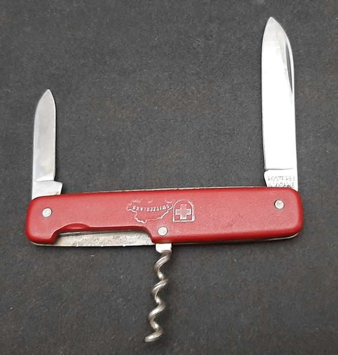 ** 1990s Switzerland Commemorative Pocket Knife w/ Sheath (Hapo, Austria)**