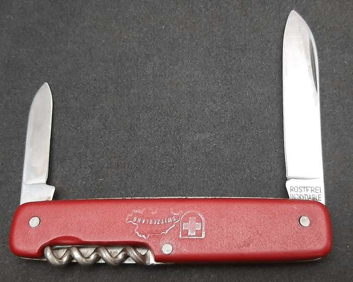 ** 1990s Switzerland Commemorative Pocket Knife w/ Sheath (Hapo, Austria)**