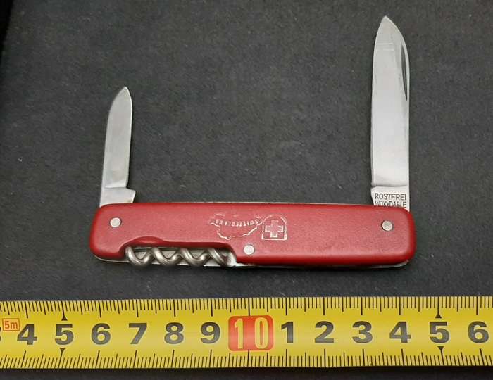 ** 1990s Switzerland Commemorative Pocket Knife w/ Sheath (Hapo, Austria)**