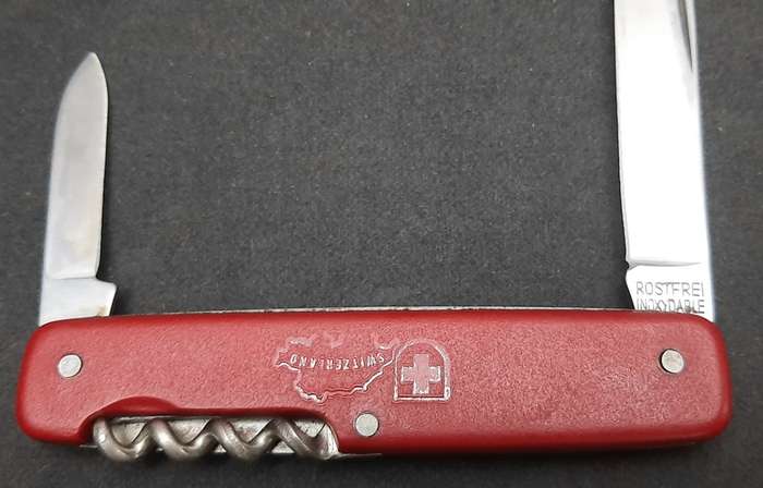 ** 1990s Switzerland Commemorative Pocket Knife w/ Sheath (Hapo, Austria)**