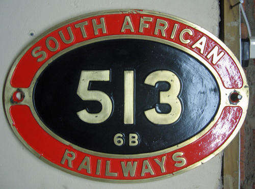 SAR Brass Numberplate : Class 6B No. 513