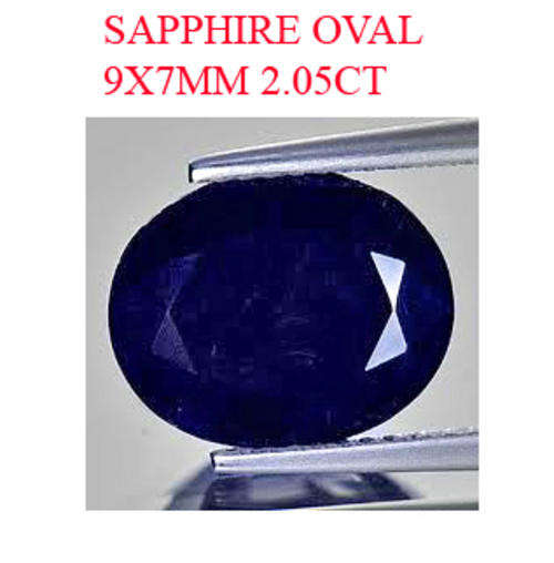 2.05CT OVAL 9X7MM BLUE SAPPHIRE AAA QUALITY  (DARK BLUE COLOR) [D.H.K. CERTIFIED]