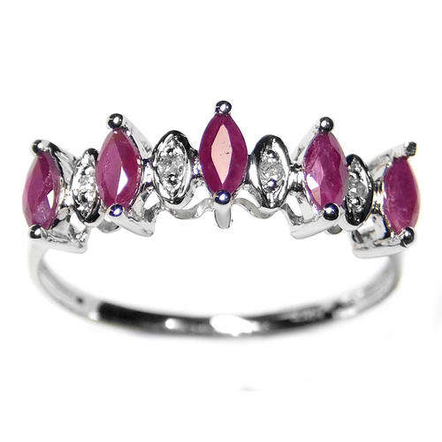 Guaranteed 100% REAL NATURAL, SOLID 14KT WHITE GOLD 0.55CT NATURAL RUBY AND DIAMONDS RING