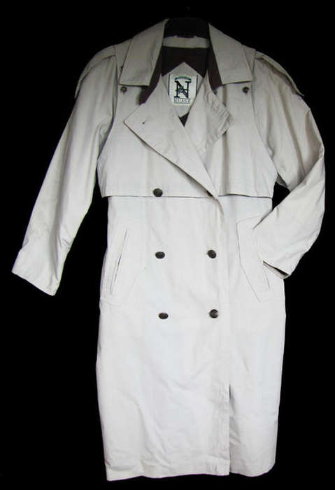 Ladies Beige and Brown 3/4 Length Belted Raincoat, nicely lined, Size 36