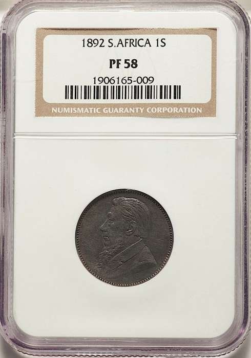 1892 1 Shilling Proof Paul Kruger pre Boer War ZAR