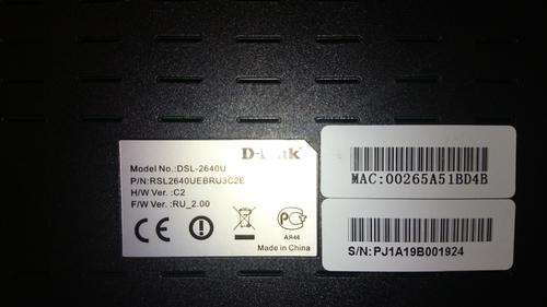 DLink DSL-2640U Wireless ADSL Router_Label