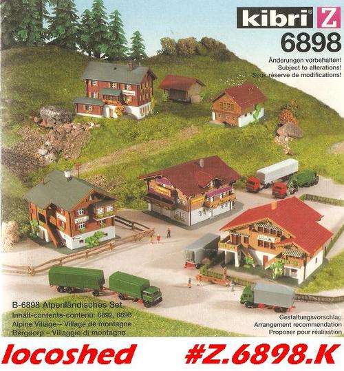 Z gauge Alpine Village Set 6 Hses, 4 trucks, 2 trailers, fences 6898          #Z.6898 Kibri