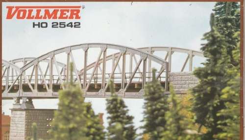 H0 gauge Girder Bridge, straight, 40mm trackbed / 180 mm long H0.1-87.HO Vollmer.2542