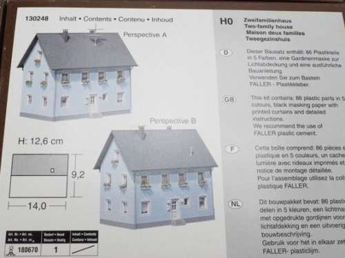 H0 gauge 2 storey Townhouse 140x92x126mm building kit #H0.1-87.HO Faller.130248
