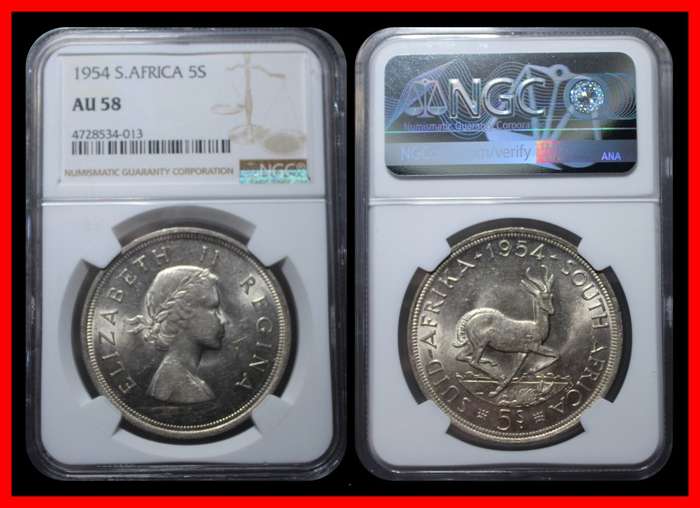1947-1964  Union of S.A. 5 Shillings : Full Set  AUNC / UNC and 1954 GRADE NGC AU58. as per Photo.