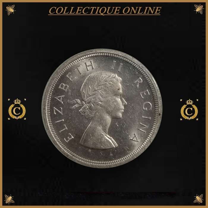 1959 : UNION S. A. : 5 SHILLINGS : COIN IN AU 58 : only minted 6.139 : GRADED by S.A.N.G.S.