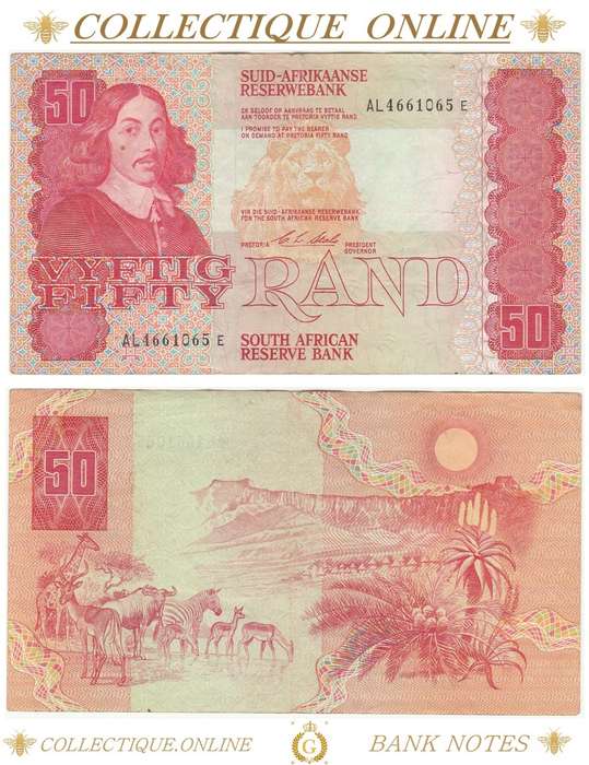 1990 : S. A. Bank Note : VYFTIG RAND / FIFTY RAND : CL STALS : FIRST ISSUE.