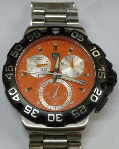 TAG HEUER FORMULA 1 - GENTS - S/STEEL BELT - CHRONOGRAPHS ORANGE FACE CAH1113