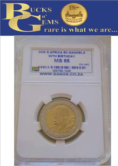 *MS65 ** --2008 MANDELA 90TH BIRTHDAY MS65 - R5 COIN - SANGS GRADED
