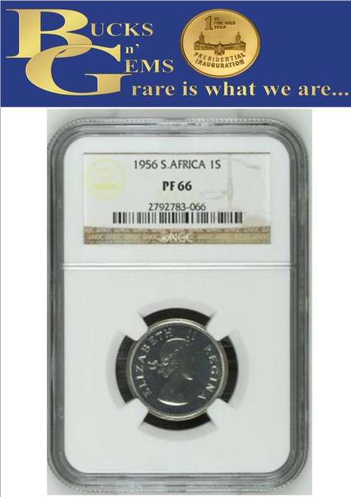 2ND FINEST KNOWN - 1956 UNION 1 SHILLING * PF66 * NGC GRADED "1350 MINTED"