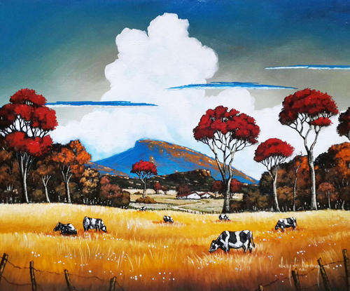 HUGE - NICKY VAN RENSBURG - OIL PAINTING ON BOARD- THE FIELD - 600 X 450mm UNFRAMED-SEE OUR LISTINGS