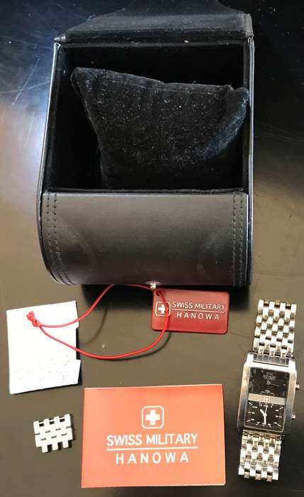 SWISS MILITARY " HANOWA" - DUAL TIME ZONE - GENTS - USED WATCH - TOP CONDITION - METAL STRAP ORIGINA
