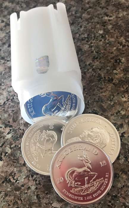 2018 - SA KRUGERRAND SILVER 1oz FINE  - PURE 999 SILVER - BULLION COIN - 5 available- bid per 1oz