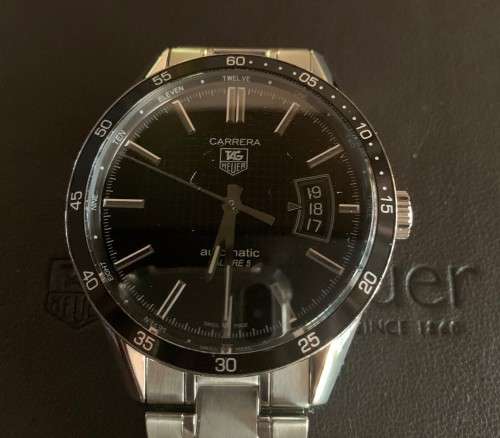 TAG HEUER CARRERA CALIBRE 5 with DATE- 39mm - AUTOMATIC - S/STEEL BELT - ORIGINAL IN BOX - WV211M-o