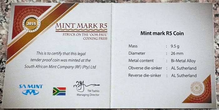 2015 RSA OOM PAUL R5 - IN SAMINT BOX AND CERTIFICATE