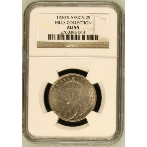 1930 UNION SA 2 SHILLING - AU55 NGC GRADED RARETY LOW MINTAGE 267,078