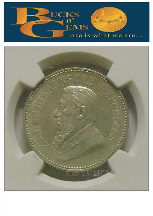 **AU50** 1897 ZAR 2 1/2 SHILLING **AU50**-NGC HIGH GRADED--VALUE MINIMUM -R5000