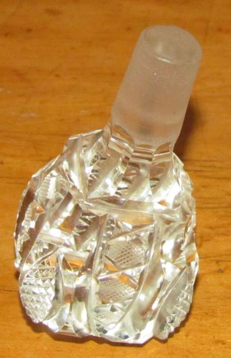 PERFUME BOTTLE Crystal with Sterling Silver Lid & Stopper LONDON 1926 Henry Perkins & Sons LARGE!!