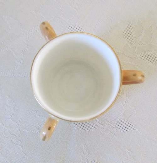 Royal Worcester TYG3-handled cup BLUSH IVORY / APRICOT MINIATURE ENGLAND FLOWER DECORATION 1904.