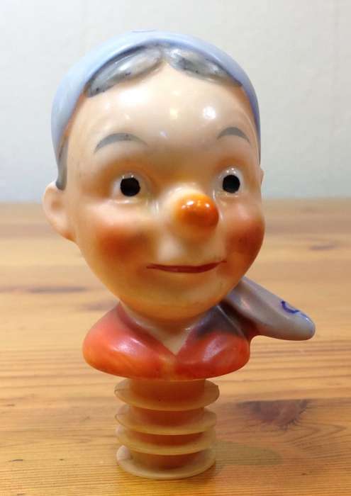 BOTTLE POURER GOEBEL GERMANY SCHNAPPS PORCELAIN GRANDMA with SCARF awesome bar item!!!!!