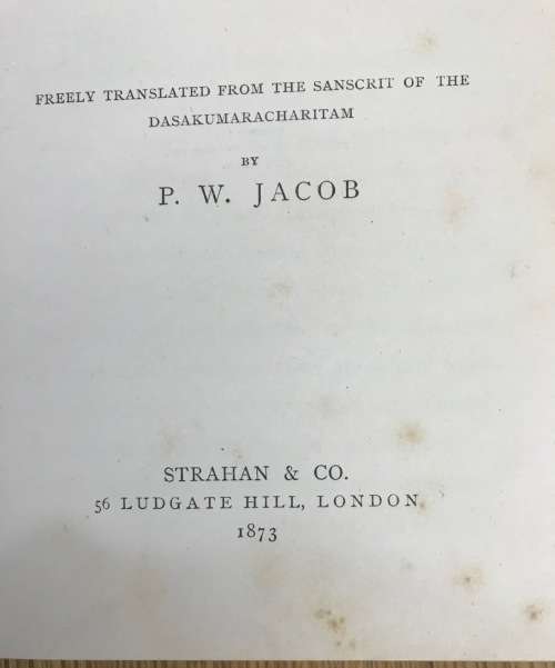 HINDOO TALES or The Adventures of Ten Princes Philip Whittington Jacob Strahan & Co London 1873 RARE