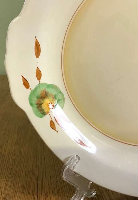 CLARICE CLIFF CAKE PLATE NEWPORT POTTERY HONEYDEW PATTERN FLOWER RHODANTHE HANDPAINTED ENGLAND!!!!!!