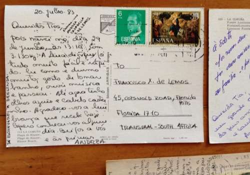 POSTCARDS x 3 POST CARDS SPAIN CORUNA BEACH ESPLANADE FOUNTAIN BUILDINGS SEA ART.