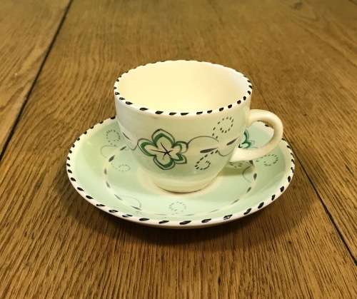 DEMITASSE Cup & Saucer BALMORAL BURLEIGHWARE BURGESS + LEIGH BURSLEM ENGLAND COFFEE DUO EXPRESSO.