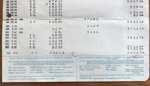 BARCLAYS BANK ITEMS x 2 REPUBLIC of SOUTH AFRICA RSA ORDINARY MAIL MOSSELBAY 1966 with ACCOUNTS!!!