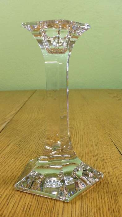 RIEDEL LEAD CRYSTAL GLASS CANDLESTICKS x 2 PAIR CLAUS JOSEF RIEDEL CJR 1960`s AUSTRIA 150mm TALL.
