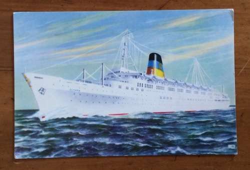 SHIP POSTCARD POST CARD T.S.S. OLYMPIA GREECE GREEK LINE STEAMSHIP CRUISE LINER PASSENGER